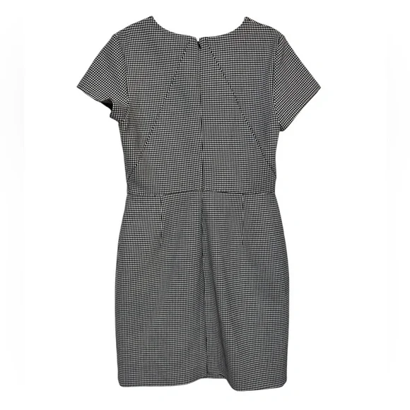 Banana Republic Black White Houndstooth Plaid Career Dress 14 Academia Fall - Picture 3 of 6
